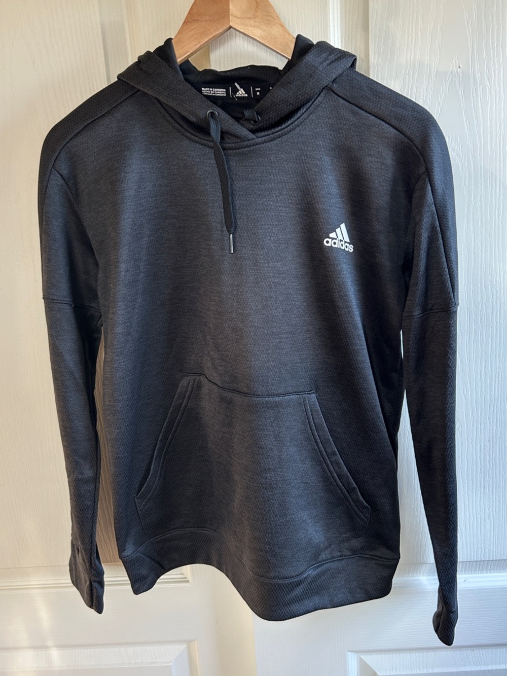 adidas Charcoal Gray/Black Pullover Hoodie with Small Logo